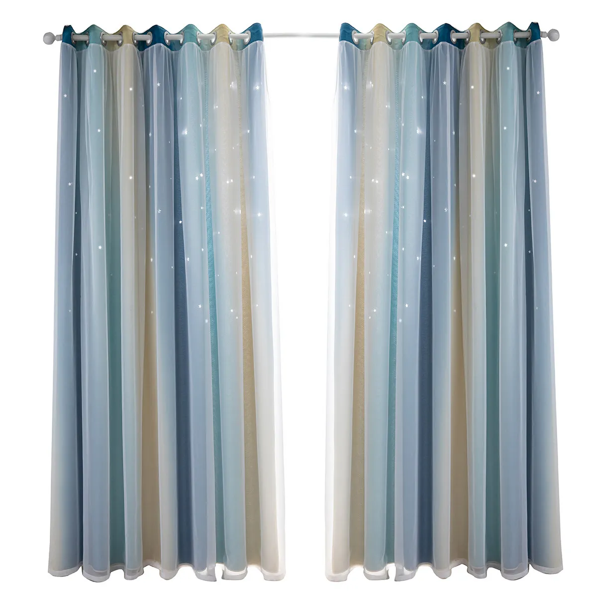 1Pcs Blackout Curtain for Home Living Room Bedroom Window Decorative Shade Curtains Light Blocking Modern Stylish Perforated