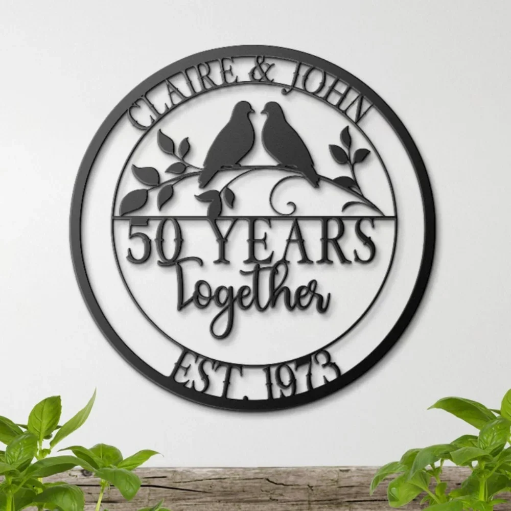 Personalized 50th Gift, A Customized Golden Anniversary 50 Year Sign. Exquisite Wedding Wall Art, Perfect Housewarming Present.