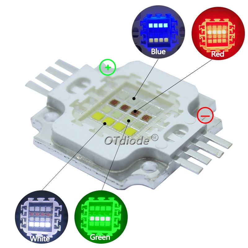 30W High Power LED Chip RGBW  Red Green Blue White Diode 30 W Watt COB Module Colorful for DIY Stage Light Plant Growth Lamp