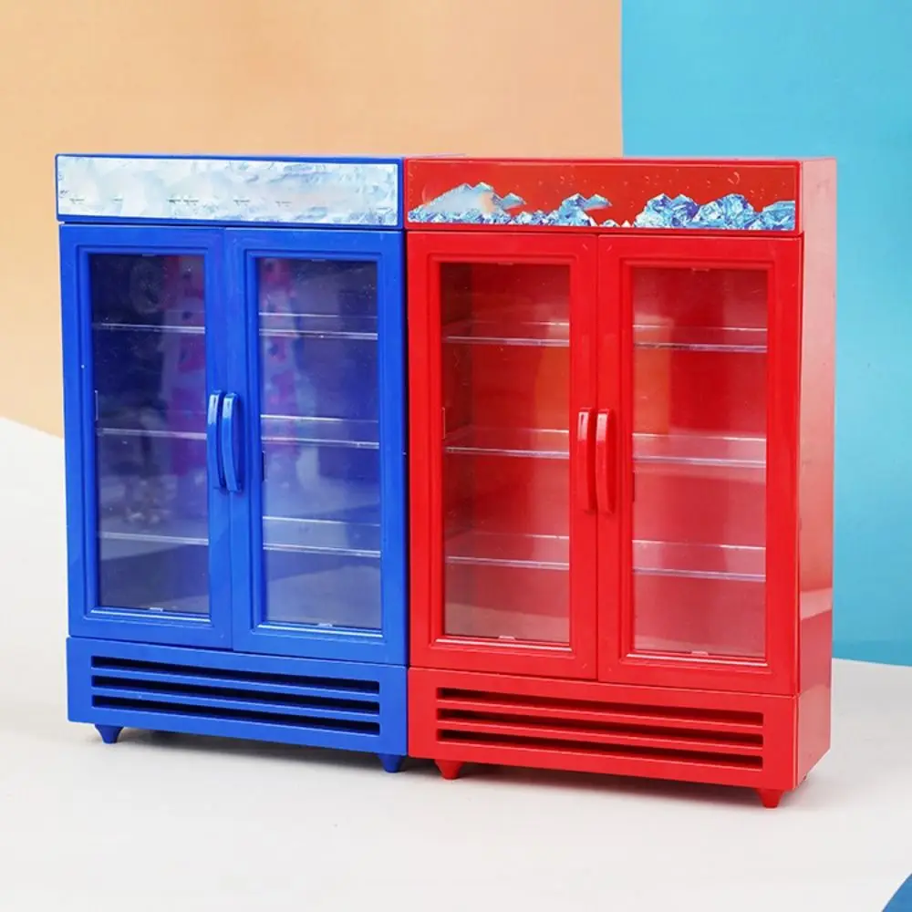 อินเทรนด์ประตู 1:12 ตุ๊กตา House ตู้เย็นขนาดเล็ก Silver ตู้แช่แข็งคุณภาพสูงตุ๊กตาเฟอร์นิเจอร์ Photo Prop