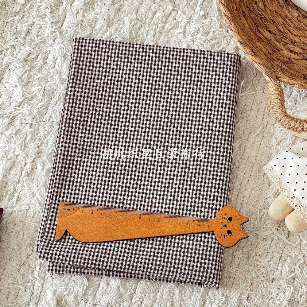 145 x 50 cm Kaffeefarbener Baumwollstoff, gewebtes Karo-Tuch für Damen, Kleidung, Taschen, Haarschmuck, Nähtuch – Detail 10