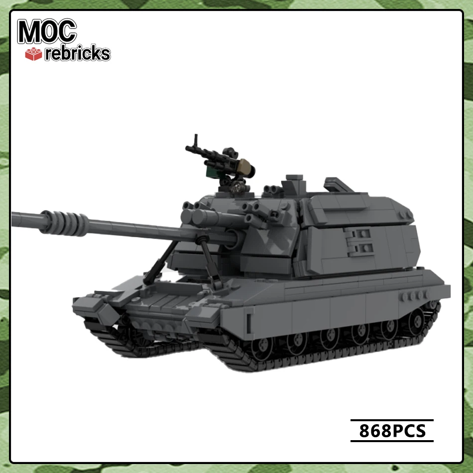 Military Vehicle Series MSTA-S 2S19 Tank MOC Building Block DIY Model Puzzle Originality Collection Experts Brick Toys for Gifts