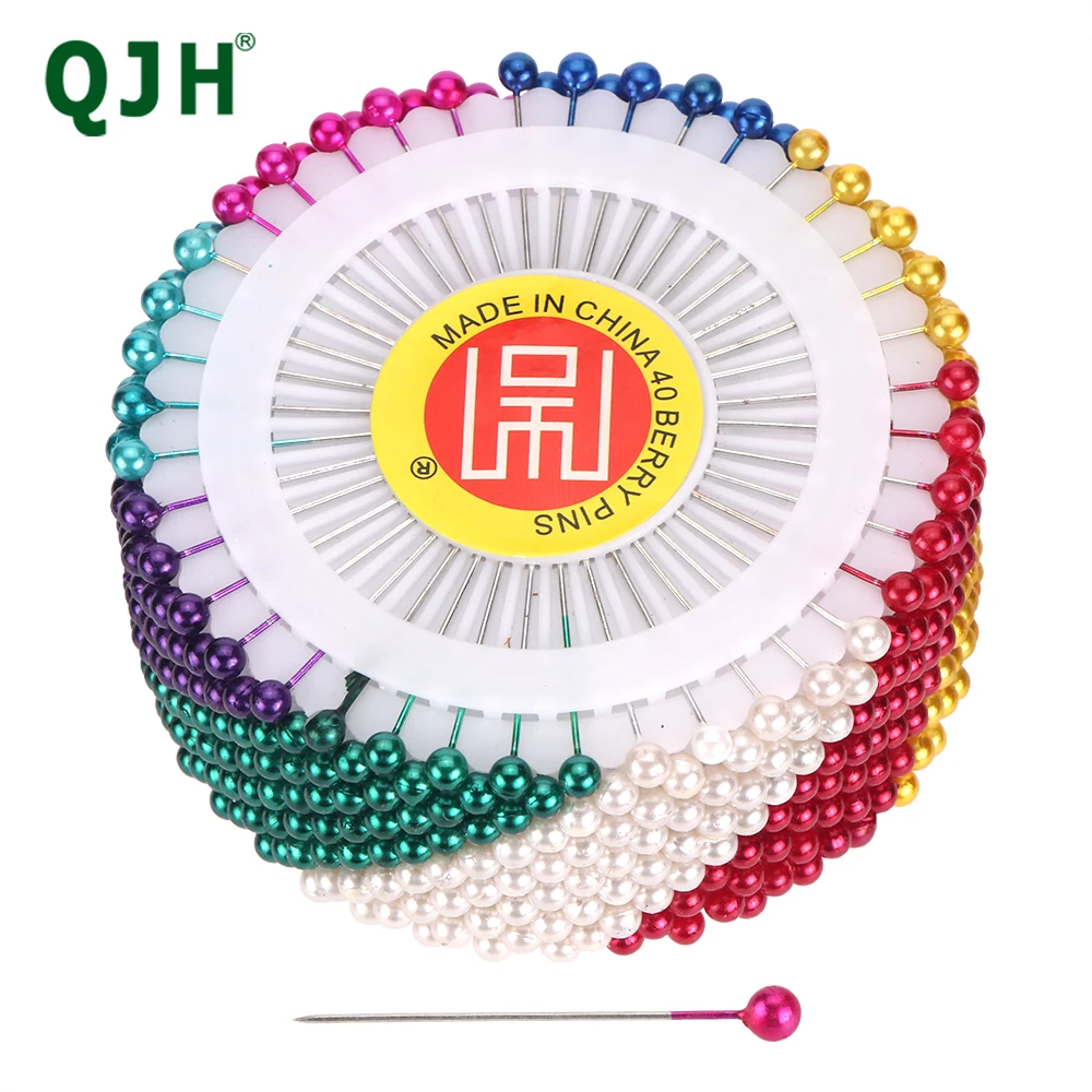 480Pcs Sewing Pins Straight Pins Head Pins Colorful White Round Pearl Head Dressmaking Quilting Pins Sewing Accessories Crafts