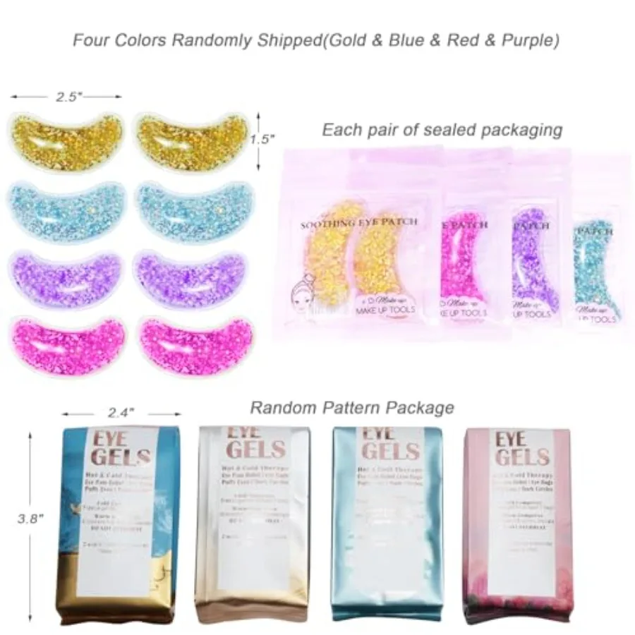 Under Eye Patches for Puffy Eyes, Reusable Ice Gel Eye Pad Cooling Eye Patch Hot Cold Therapy Eye Mask 8 Pack