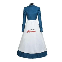 Disfraz de Cosplay de Anime Sophie para mujer, Vestido largo de Hatter, delantal, disfraz de Halloween