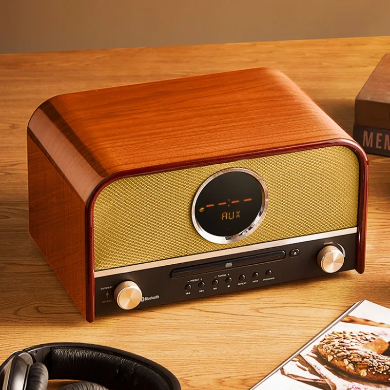 

Retro Solid Wood CD Playback Bass Bluetooth Radio Integrated Fever Audio