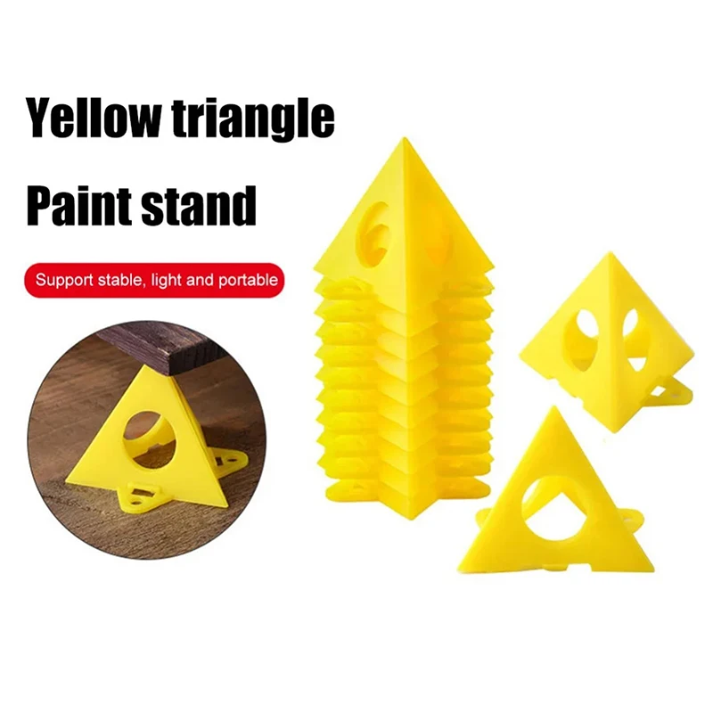 Conjunto de suporte de pintura para carpintaria, 20 peças, bloco de almofada de plástico pintado em amarelo, pintura em spray, suporte triangular revestido de secagem ao ar