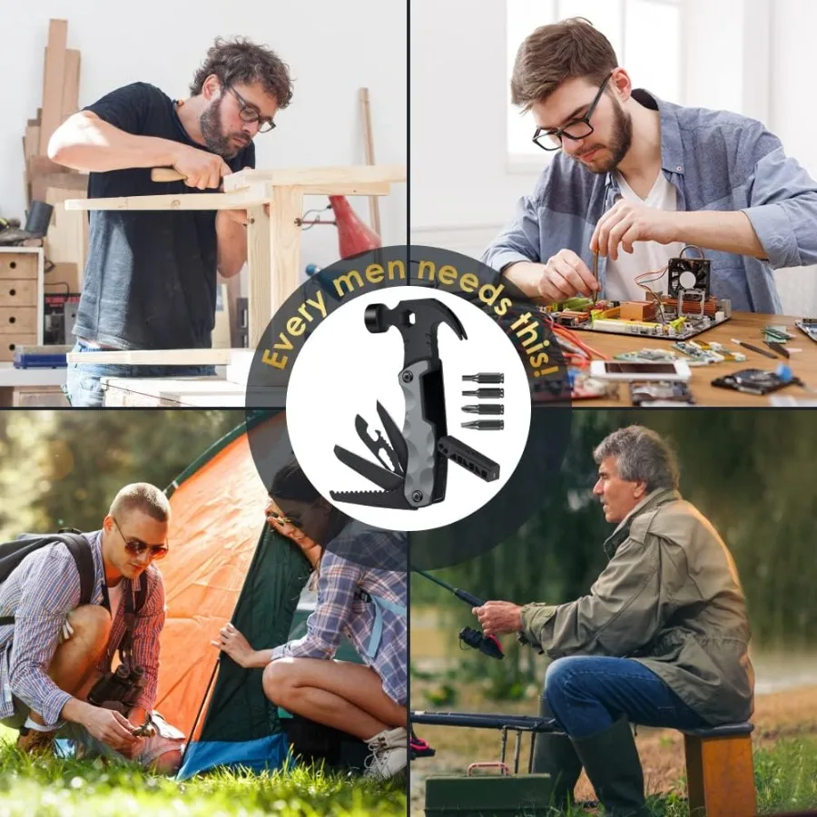 เครื่องมืออเนกประสงค์ 13in1 พร้อมค้อนสำหรับการตั้งแคมป์กลางแจ้งและสถานการณ์ฉุกเฉิน อุปกรณ์เสริมมัลติทูลที่กะทัดรัดและทนทาน I