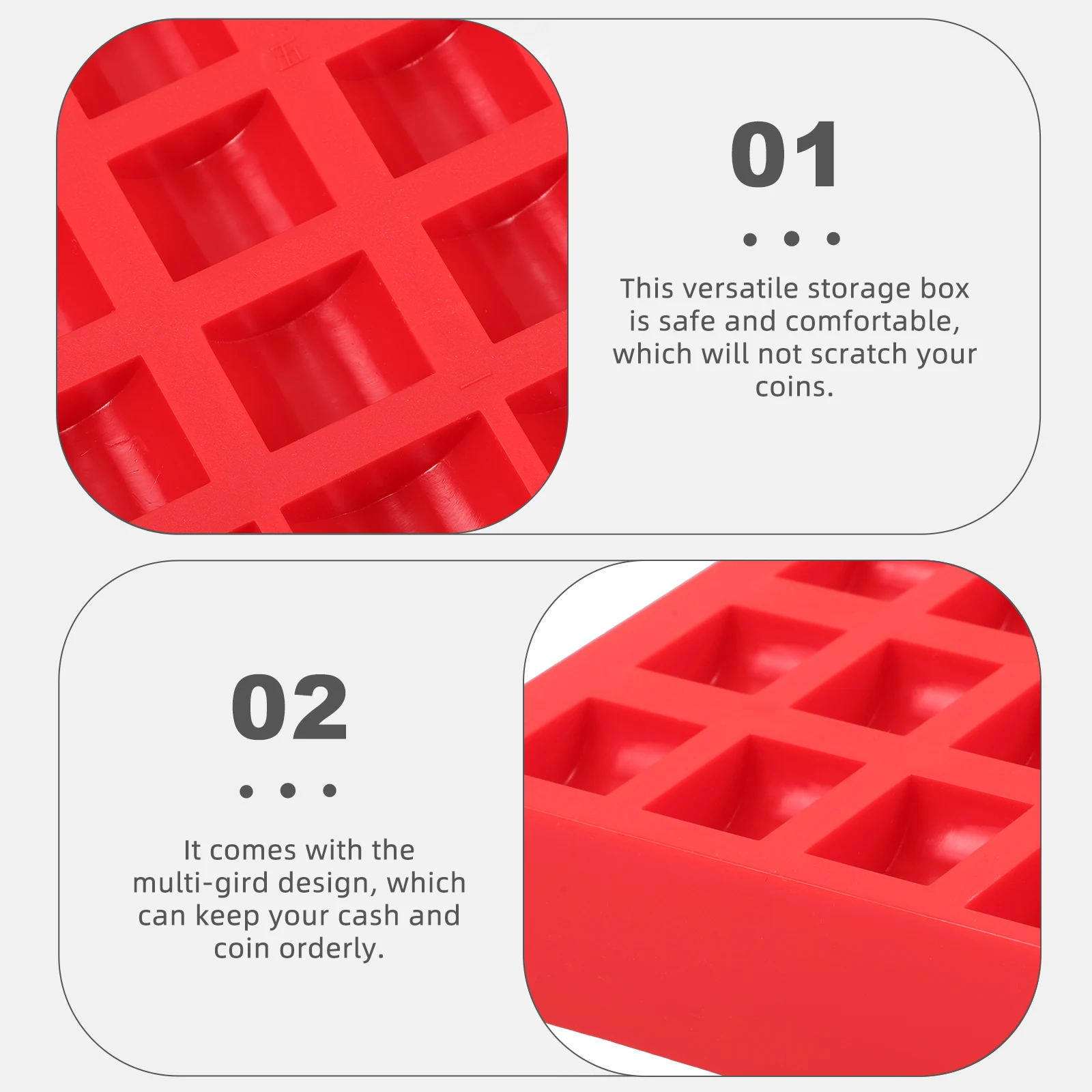 2pcs Coin Classification Box Plastic Change Holder for Collecting Bills Multi-Grid Storage Supermarket Cashier