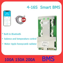 BMS LifePo4 Battery Smart BMS 4S 8S 12V 24V 100A 120A 150A 200A UART RS485 Energy Storage BMS with Heating Function Serializable