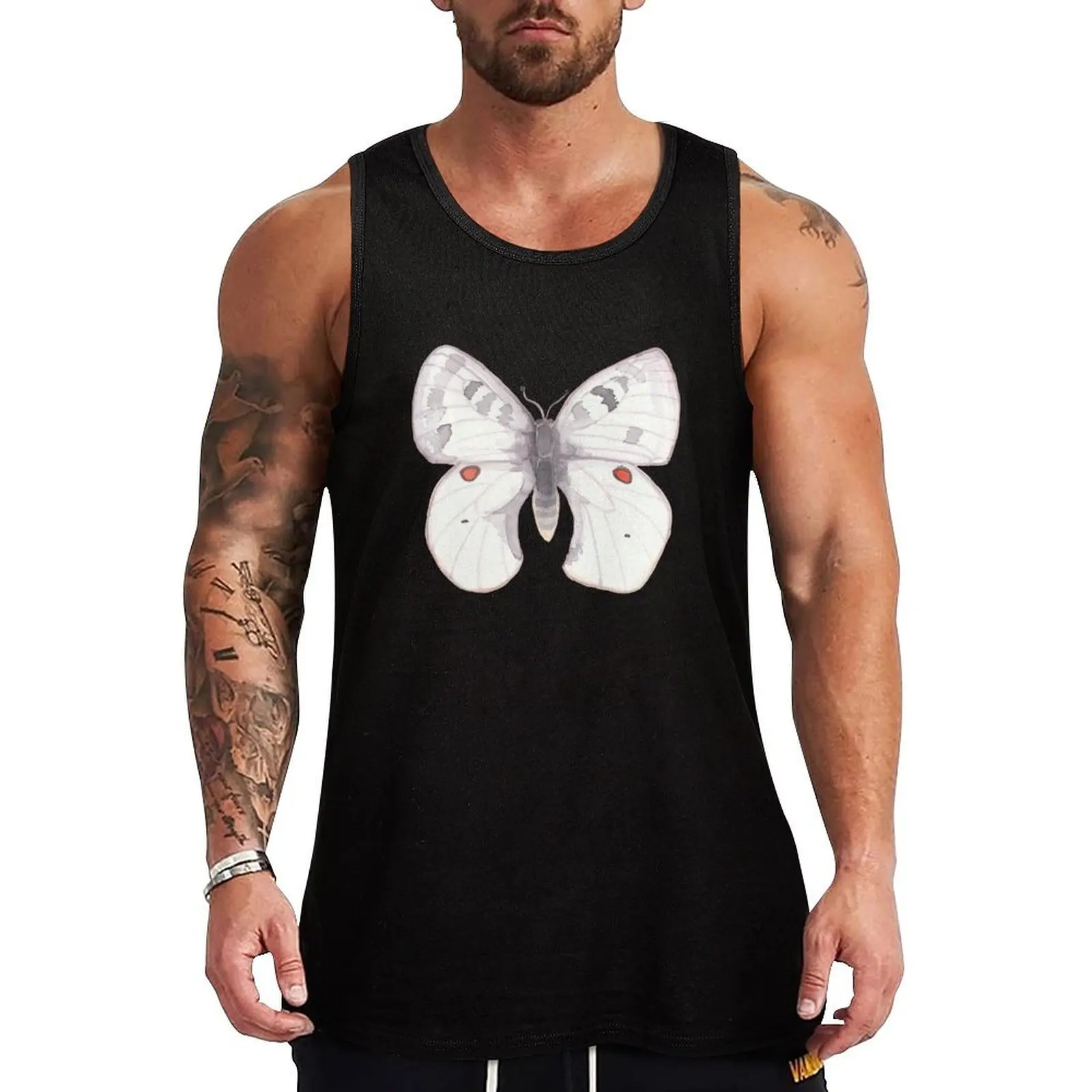 Butterfly Vintage Illustration Clodius Parnassian Tank Top Thin Cool Tank Top Summer Breathable Sleeveless Shirt