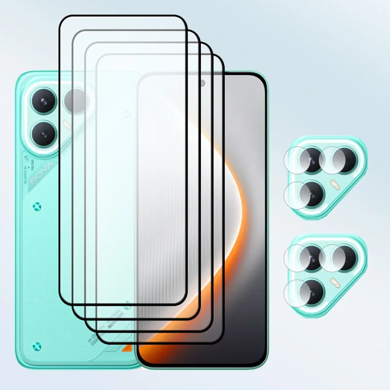 

Upgrade Glass For Tecno Pova 7 Pro Flat Tempered glass Screen Protector Shockproof Pova 7Pro Soft fiber lens film