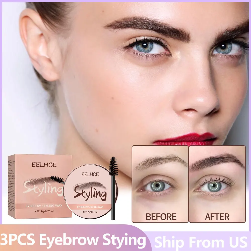 3pcs Eyebrow Styling Shape Gel Clear Eyebrow Shaping Wax for Holding Brows in Place Eyebrow Creates A Fluffy Feathered Look