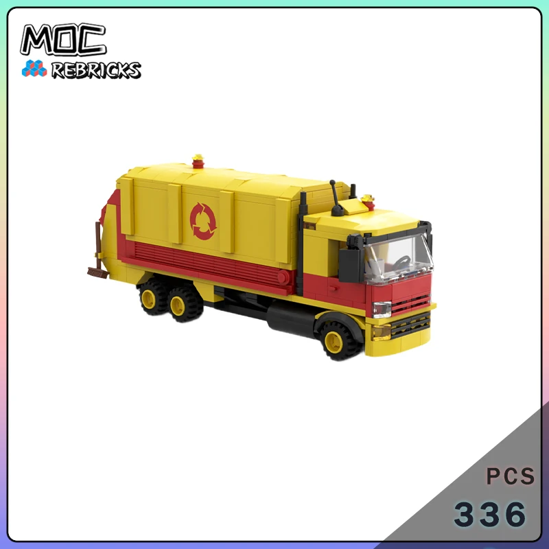 MOC Heavy-Duty Refuse Collection Truck Building Blocks Set Municipal Garbage Transport Vehicle Model Adult Collection Gift