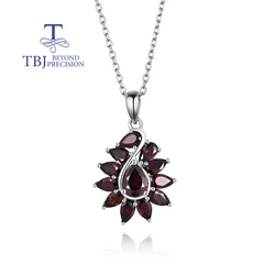 S925 Silver Unique shape design with natural garnet gemspendant necklace  for women fine jewelry anniversaries & banquets wear