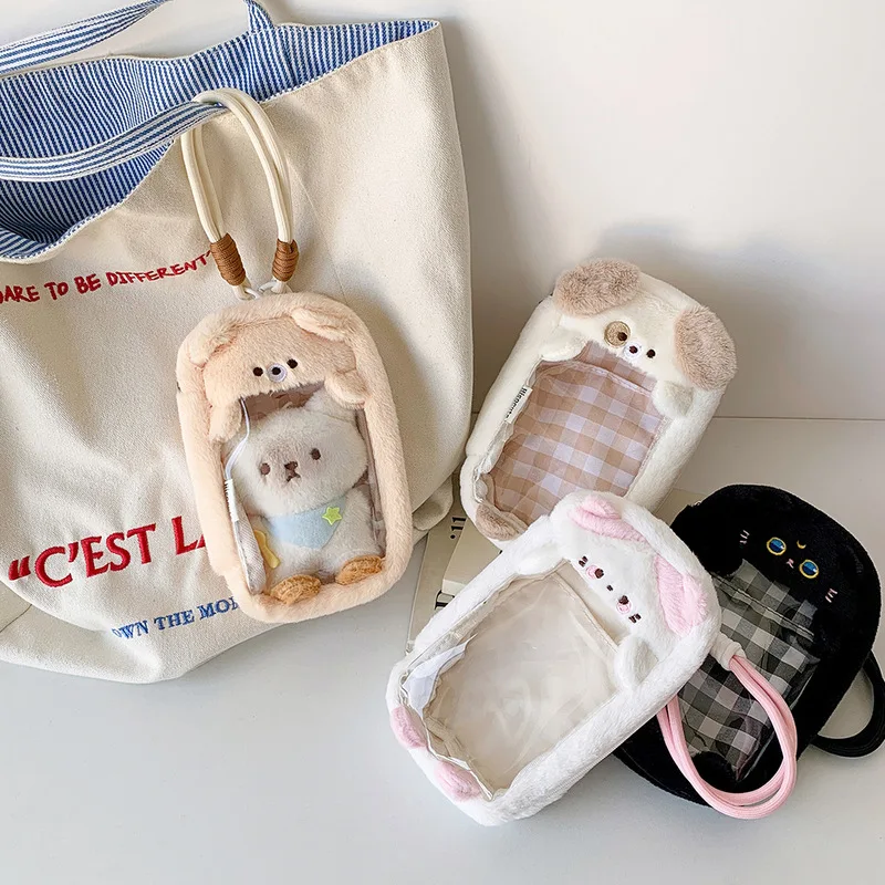 No Doll Cute Plush Doll Carrying Bag Cartoon Blind Box Toy Display Storage Hanging Bag Cotton Doll Outdoor Baby Walking Bag