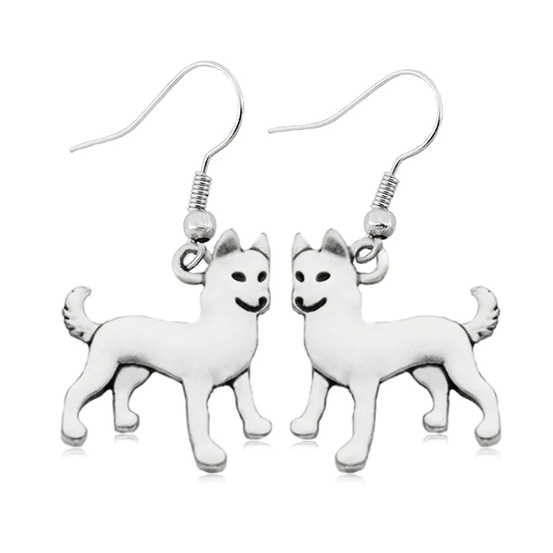 Cute Cartoon Funny Siberian Husky &  Akita Dog Charms Drop Earrings Tiny Pet Earrings for Women Fashion Jewelry