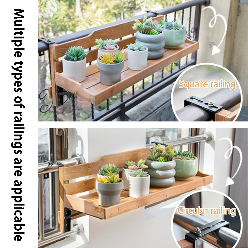 طوي في الهواء الطلق الجدول شرفة درابزين حامل زهور في الهواء الطلق معلقة تخزين حامل شرفة درابزين حامل أوعية الزهور العصارية #4