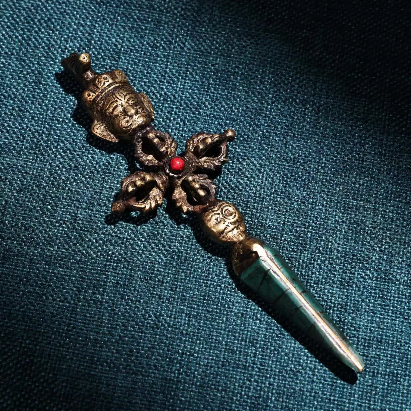 Rare old Tibetan Buddhism vajra weapons, #19,copper & turquoise, free shipping
