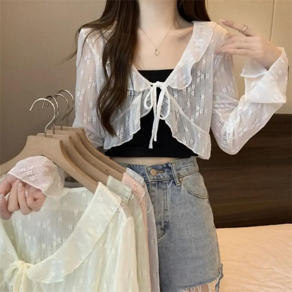 High Quality Polyester fiber Short Cardigan Casual One Size Chiffon Shirt Sun Protection Air-Conditioning Shirt