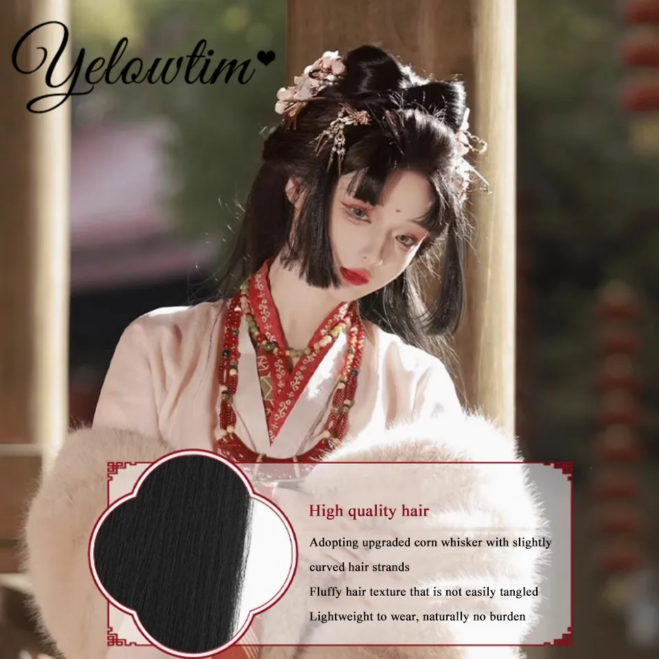 Synthetic Hanfu Wig Headwear Female One-piece Small Taiping Bun Tang Style Ancient Costume Daily Performance Styling Hair Cushio