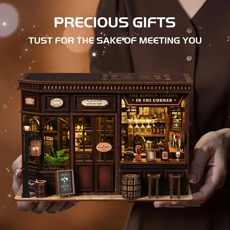 

New Corner Bistro Miniature DIY Book Nook - 3D Wooden Puzzle Craft Kit, Christmas & Black Friday Micro Scene Model Gift