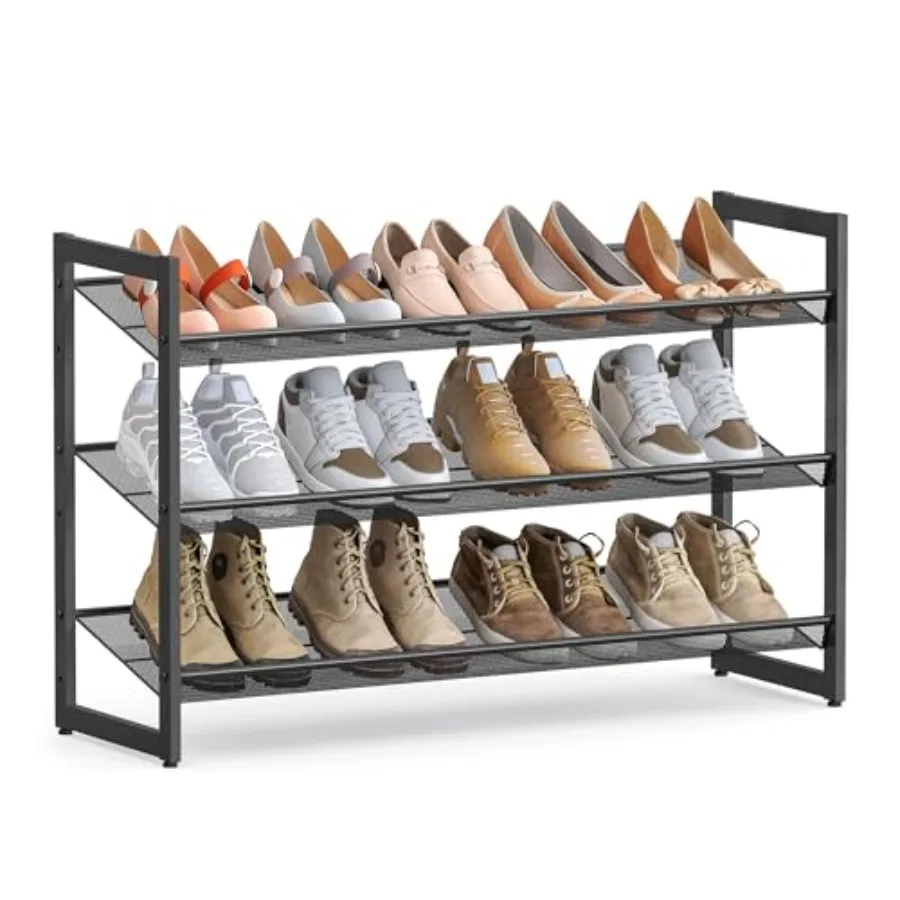 

Shoe Rack 3Tier Shoe Organizer Metal Shoe Storage for Garage Stackable Shoe Shelf with Adjustable Flat or Angled Shelves 912 Pa