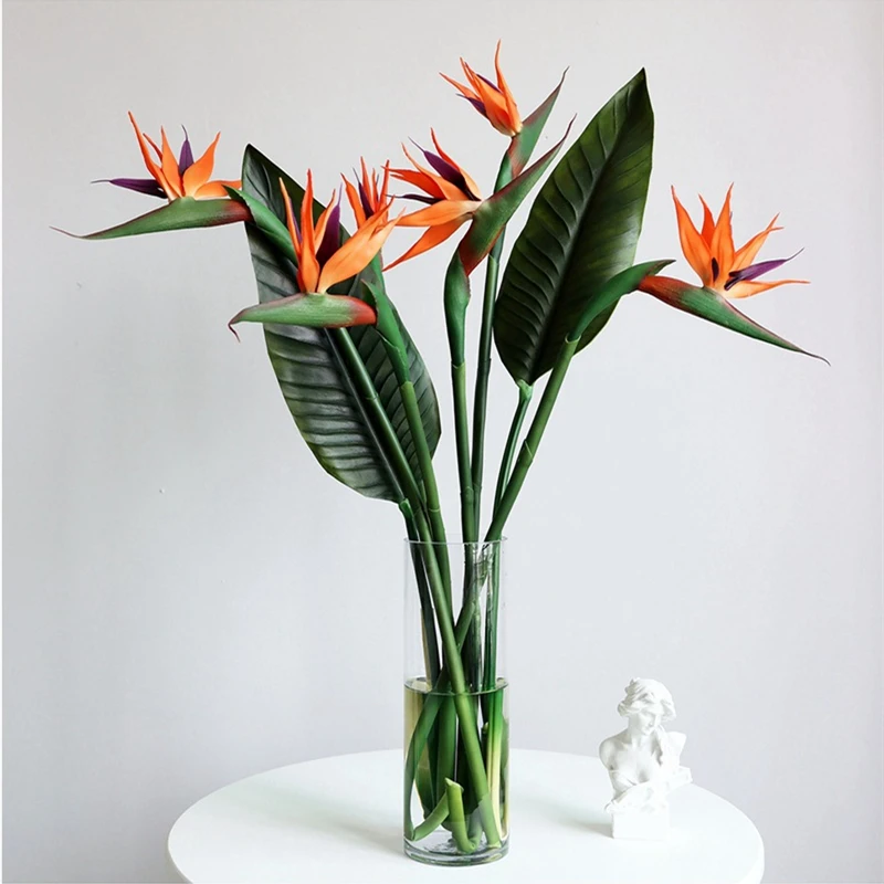 Large Bird of Paradise Artificial Tropical Flower Faux Heaven Bird Plant for Home Office Garden Decor Flower Arrangement