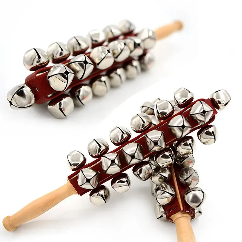 Hand Sleigh Bells Wooden Sleigh Bells Instrument Home School Music Learning Supplies Percussion Rattles Children's Early