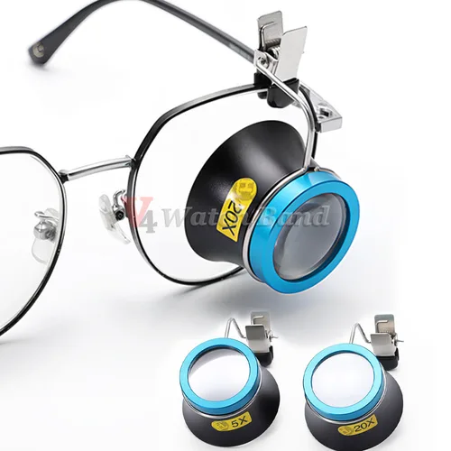 Imagen 1 del producto Lupa de gafas 5X 10X 20X, lupa con Clip, lente de aumento, ocular portátil, operación de proceso, herramienta de reparación de relojeros