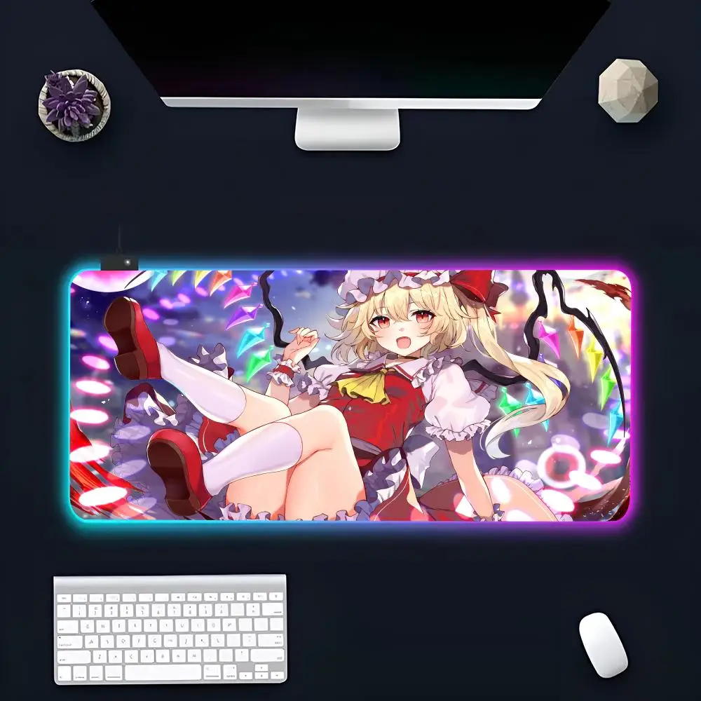 Best Sellers T-Touhou Project MINISO Mouse Pad RGB Gaming Mousepad LED Large Gamer Mousepads XXL Keyboard Pads Luminous Desk Mat