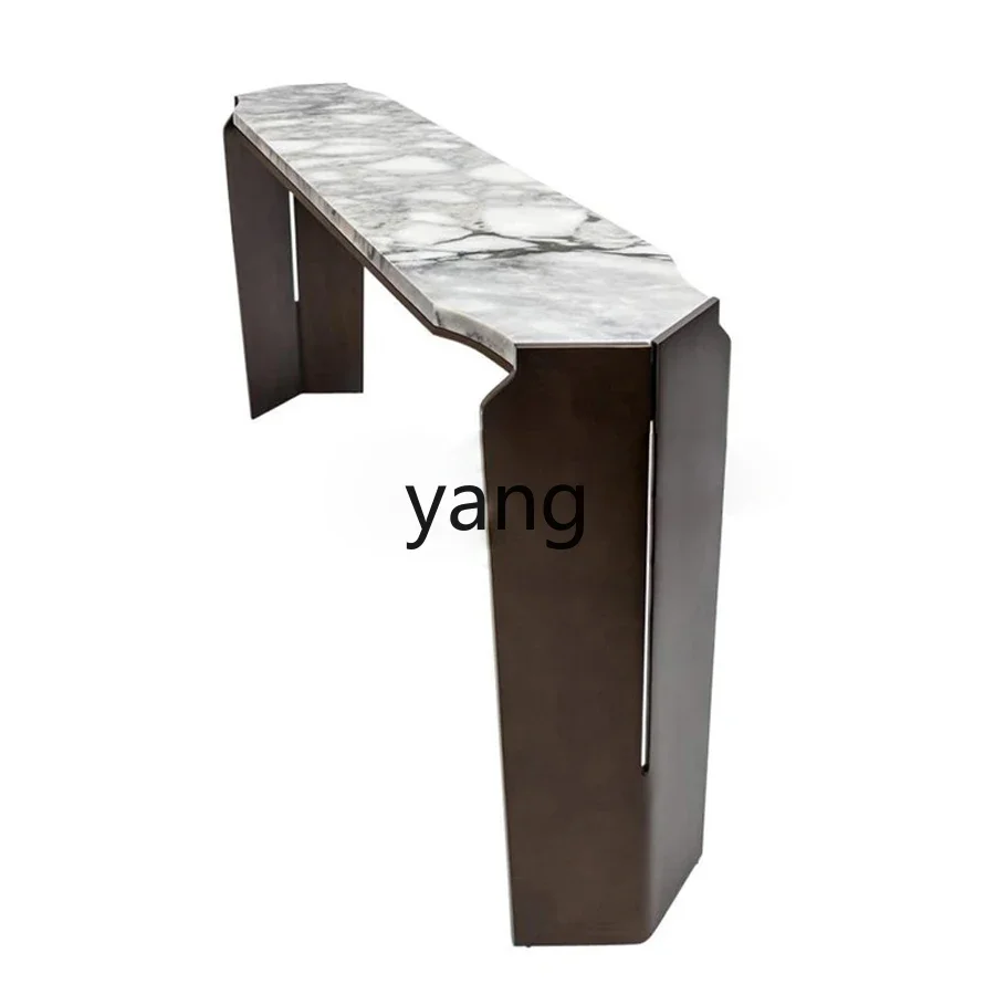 LH  natural marble entrance table designer table against the wall corridor aisle