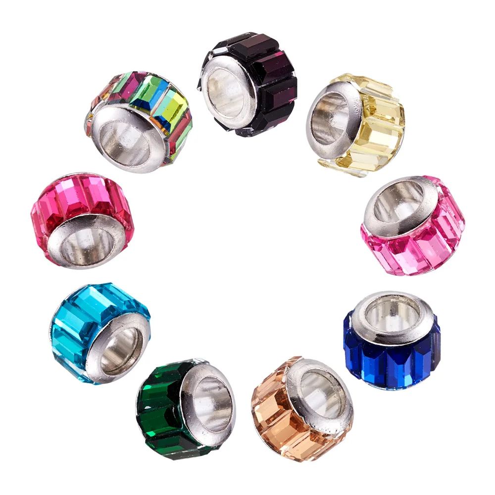 100pcs Crystal Glass European Beads Charm Spacer Beads Faceted Rondelle For Jewelry DIY Bracelet Making Needlework Accessories