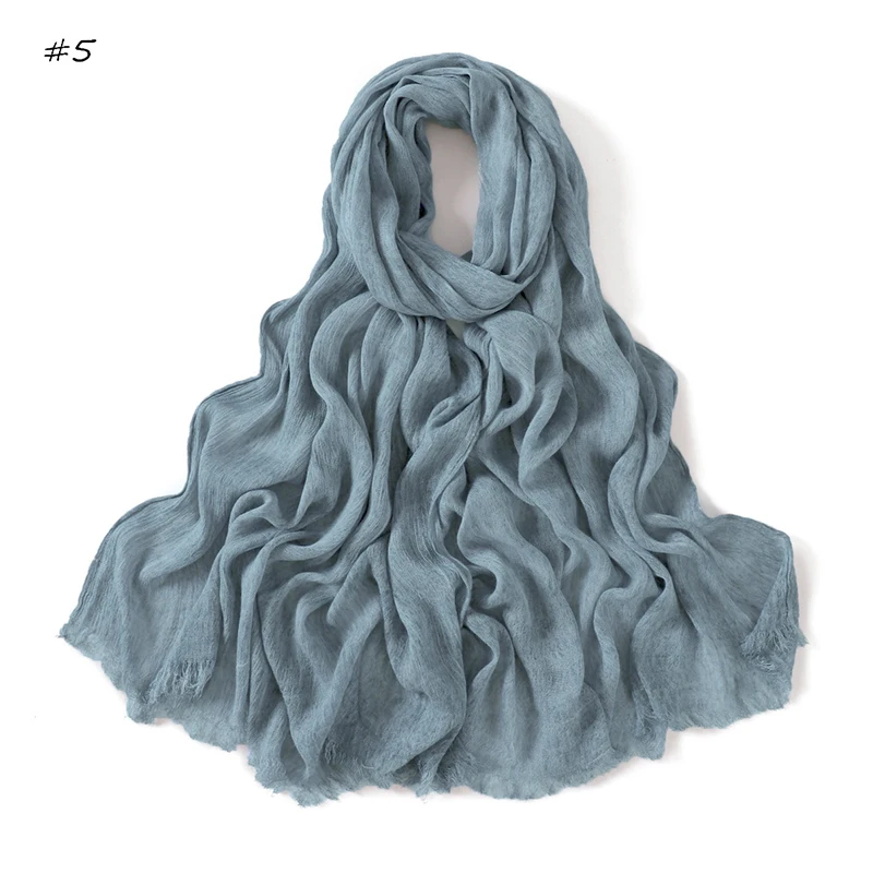 180*65cm Tie-dye Crinkle Rayon Hijabs für Frauen Muslimischen Schal Schals Plain Damen Atmungsaktive Stirnband Femme turban Ramanda – Detail 21