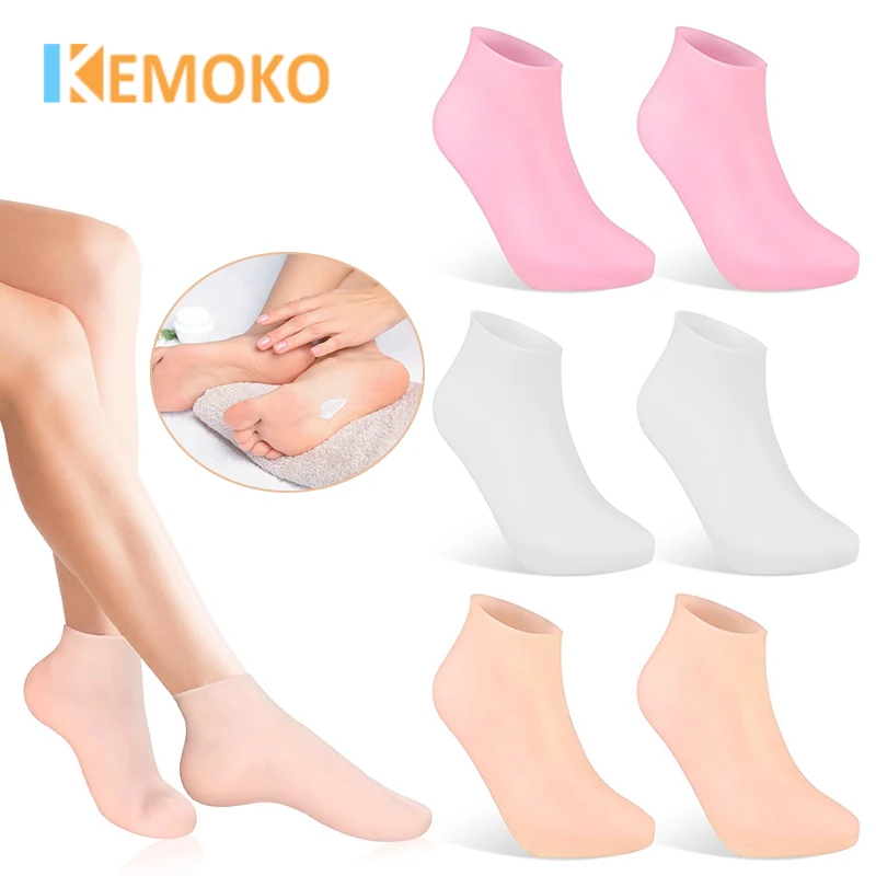 

1 Pair Silicone Moisturizing Foot Socks Exfoliate Dry Cracked Feet Foot Care Socks Spa Pedicure Massage Moisturizing Gel Sock