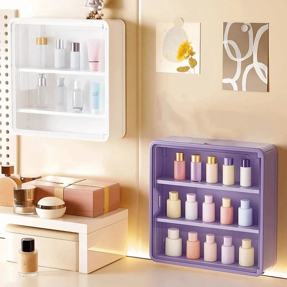 

Multi-Layer Cosmetic Display Cabinet Removable Shelves Large Capacity Wall Mounted Display Rack Magnetic Suction Visual Window