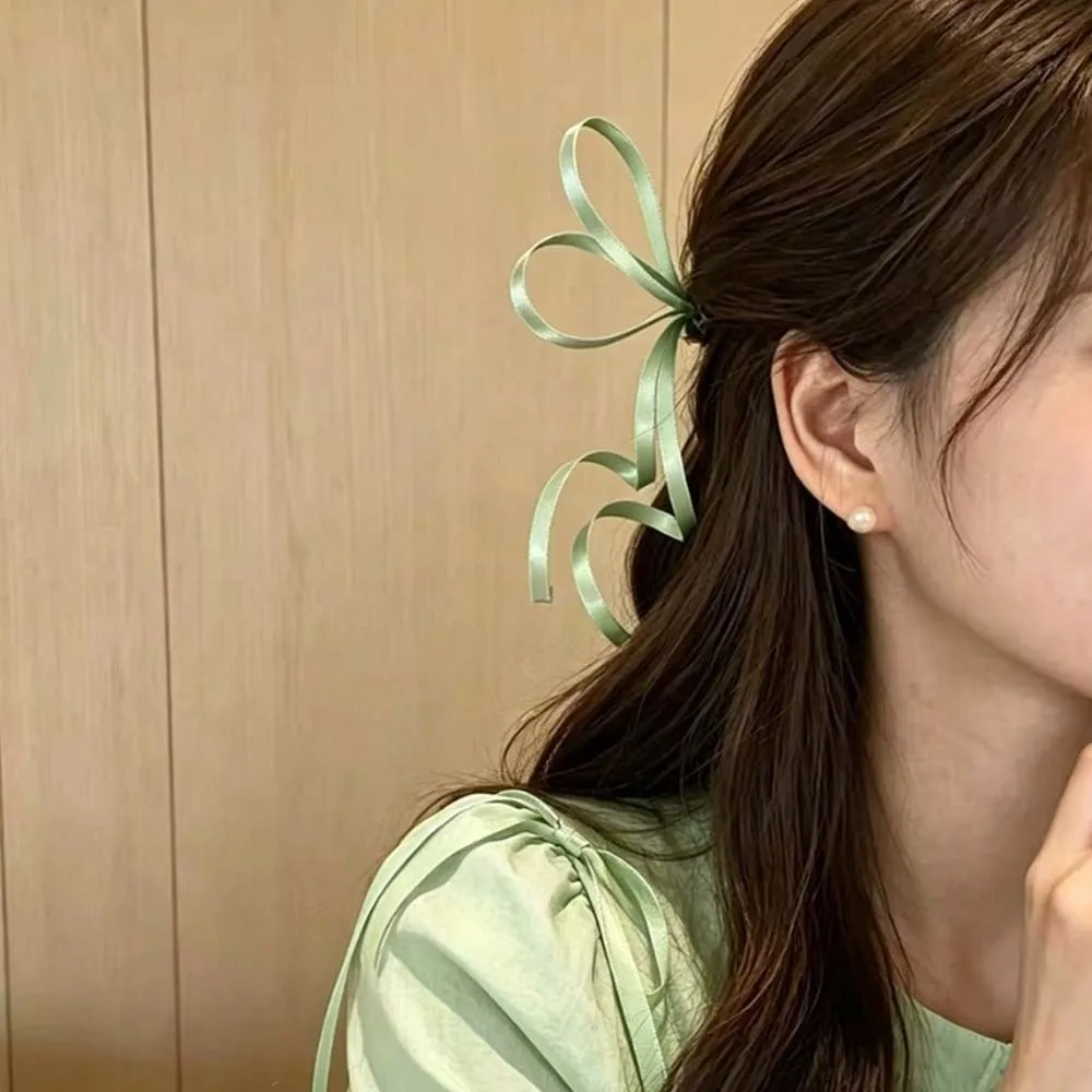 1 Pair 3D Satin Ribbon Bow Barrettes Flowing Silky Chinese Bow Hairpins Classic Exquisite Side Hair Clip Teens Girls