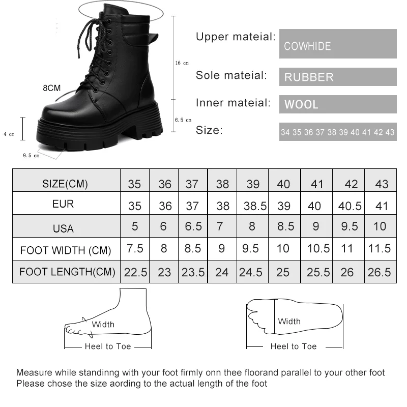 AIYUQI stivali da donna piattaforma tacco alto in vera pelle di grandi dimensioni 41 42 stivaletti da donna in lana spessa stivali da neve invernali