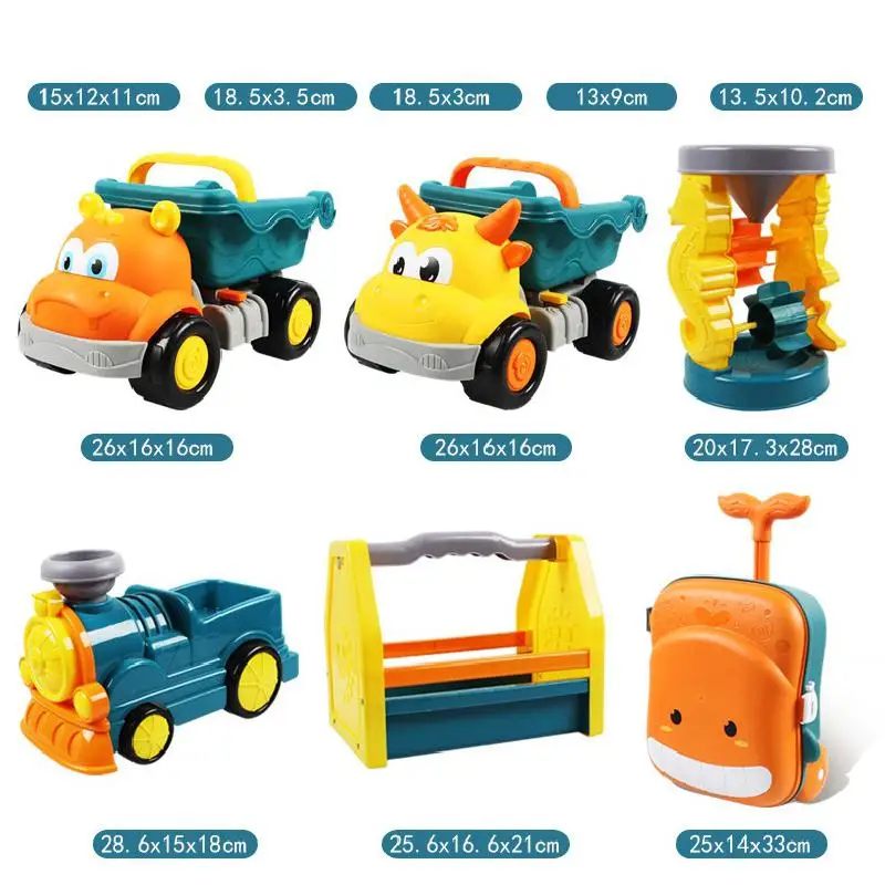 Outdoor Sand Toys Sets Beach Summer Play Children Dredging Shovel Mold Kid Baby Outdoor Games Play Portable Toy With Car