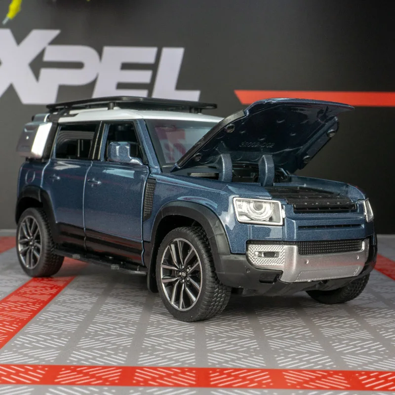 Modelo de vehículo todoterreno de aleación Land Rover Defender 110 1:32, colección de accesorios de coche, puertas y capó de motor, el maletero se puede abrir