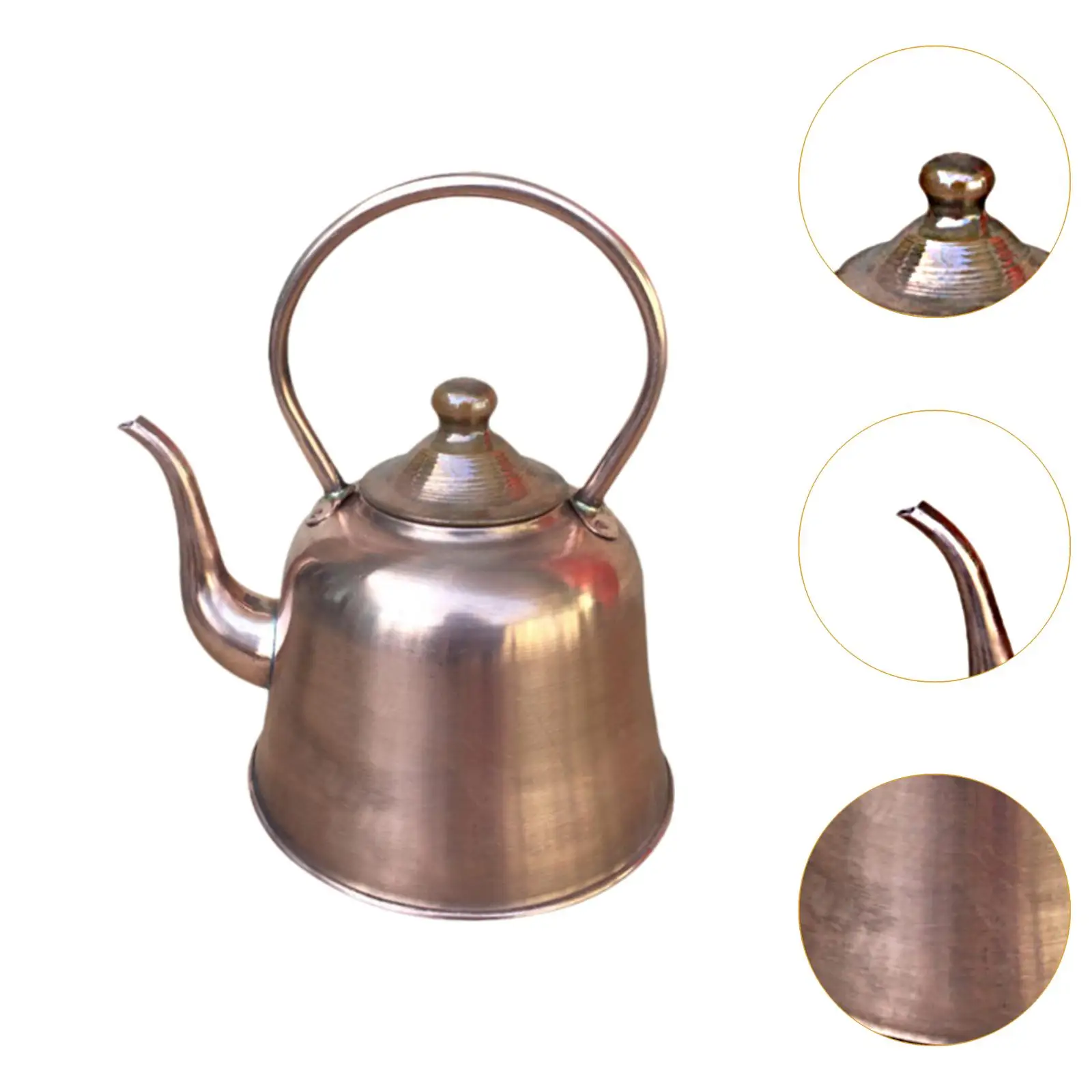 1.5L Brass Tea Kettle Practical Teaware Water Boiler Jug Household Copper Teapot for Living Room Tea House Restaurant Kitchen