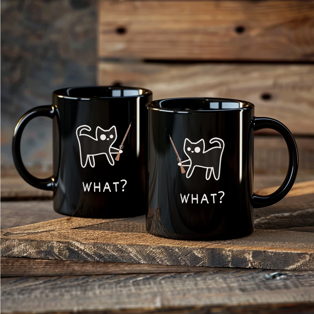 مضحك القط السيراميك القهوة القدح ما كوب حليب القط مكتب فنجان شاي 11oz كوب أسود رجل كوب البيرة المنزلية #5