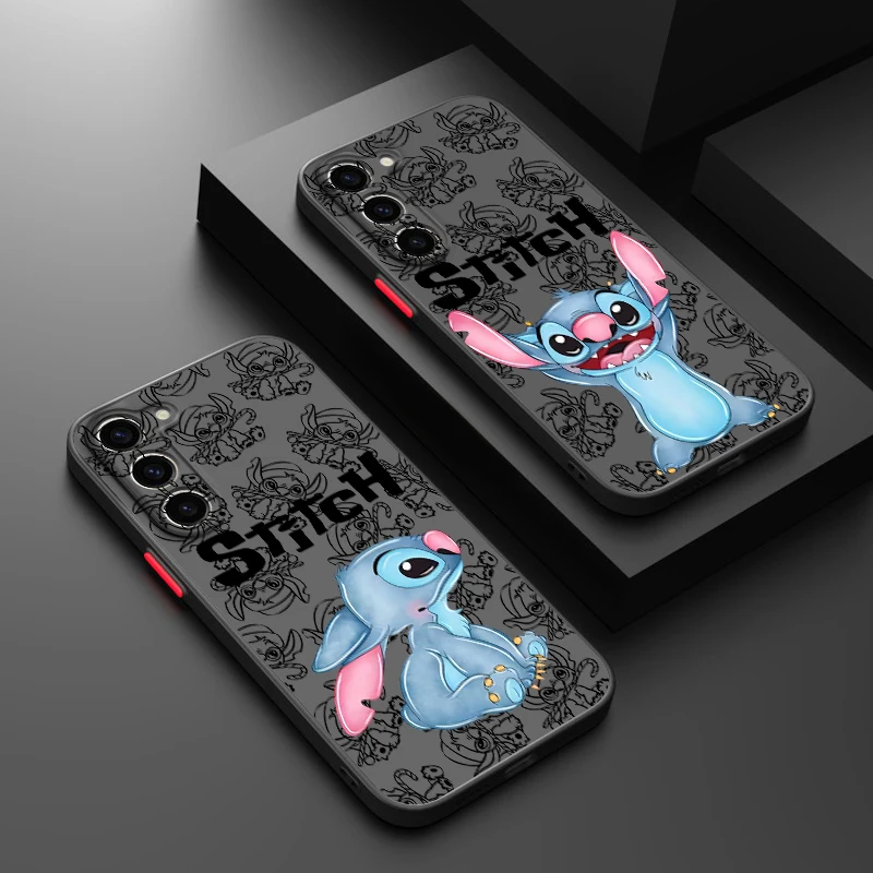 Cute Stitch Angel Love For Samsung Galaxy A73 A72 A71 A53 A52 A33 A15 A14 A13 A12 A05 4 S 5G Frosted Translucent phone Case