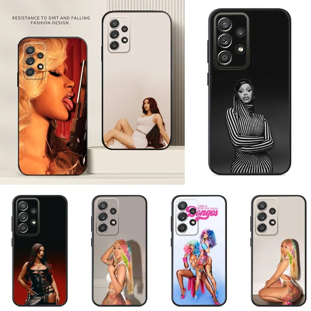 Singer C-Cardi B Phone Case For Samsung S24,S23,S22,S21,S20,S10,S10E,S9 Plus FE Note 20 Ultra 10,9 Plus Black Case