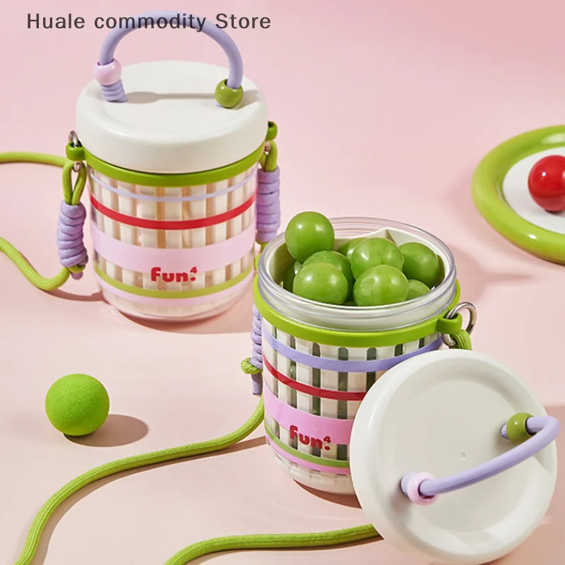 

Double Layer Salad Cup Breakfast Cup With Fork Lanyard Multifunctional Drainage Fruit Box Portable Leakproof Food Container