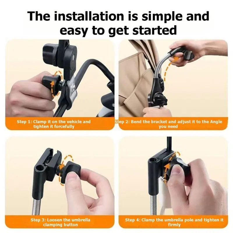 SYDS Adjustable Chair Umbrella Clamp Universal Outdoor Chair Umbrella Holder 360° Rotate Umbrella Clip Bracket