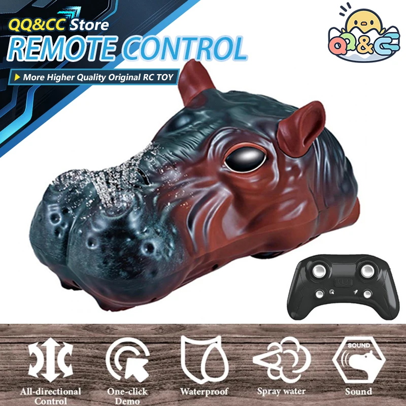 RC قارب محاكاة فرس النهر لعبة التحكم عن بعد مقاوم للماء المياه الكهربائية الحيوان بارد في الهواء الطلق حمام سباحة لعب الأطفال للأطفال