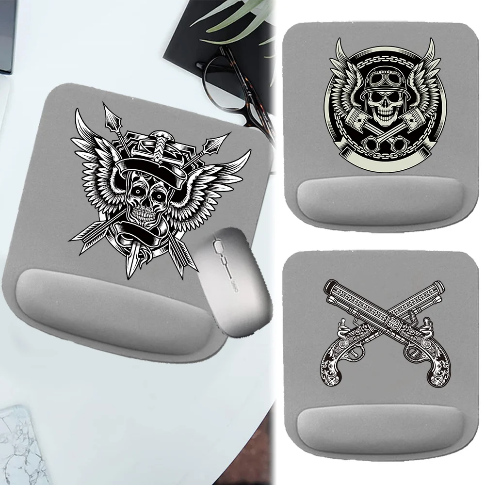 Mouse Pad for Ergonomic Support Wristband Mouse Mat Pad Wrist Rest Square Comfortable for PC Laptop Computer Skull Series