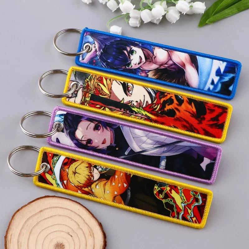 Demon Slayer Agatsuma Zenitsu Inosuke Anime Weven Sleutelhanger Fashion Cool ID Hangend Touw Opknoping Accessoires DIY Accessoires