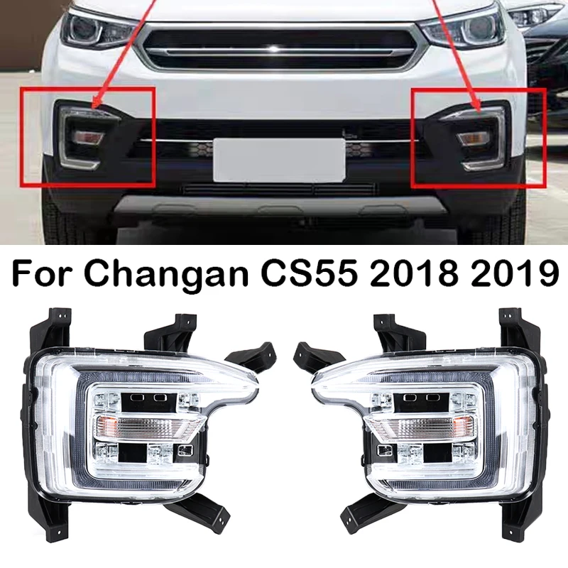 

Left Right Car Front Bumper LED Daytime Running Light DRL Fog Lamp Fog Light Assembly For Changan CS55 2018 2019 Car Accessories